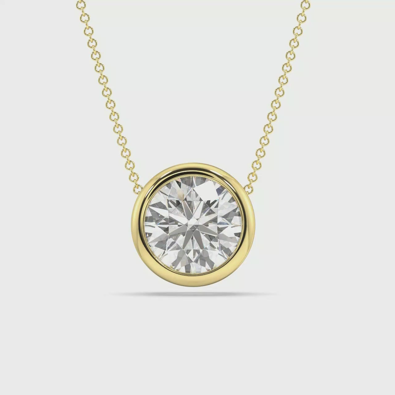 Bezel Set Lab Grown Diamond Solitaire Pendant — LGYFP0030-1.mp4