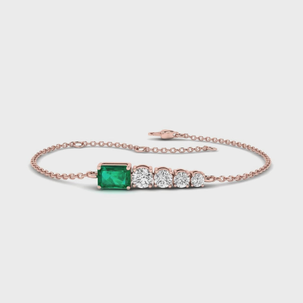 MET-WB-0054 | 14K Rose Gold | LGBT0137 | Rose Gold Kate Emerald & Diamond Bracelet | LGBT0137-1.mp4