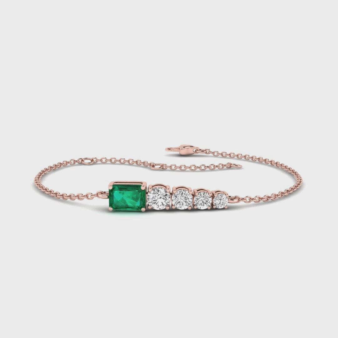 MET-WB-0054 | 14K Rose Gold | LGBT0137 | Rose Gold Kate Emerald & Diamond Bracelet | LGBT0137-1.mp4