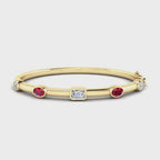 MET-WB-0075 | 14K Yellow Gold | LGBB0035 | Yellow Gold Bold Ruby Mixed Shaped Bangle | LGBB0035-1.mp4