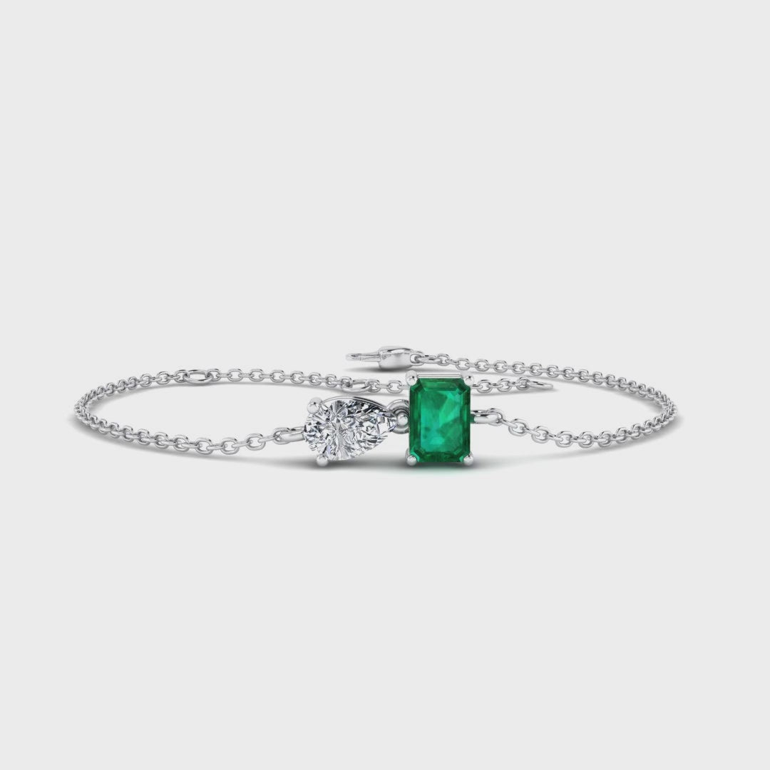 MET-WB-0070 | 14K White Gold | LGBT0133 | White Gold Toi Et Moi Emerald Bracelet | LGBT0133-1.mp4