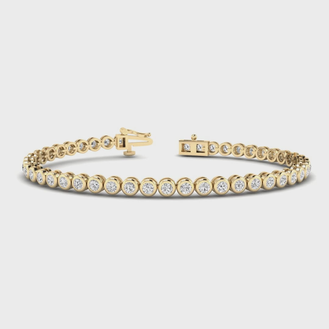 MET-WB-0014 | 14K Yellow Gold | LGBT0127 | Yellow Gold Round Bezel Bracelet (3-1/5ctw) | LGBT0127-1.mp4
