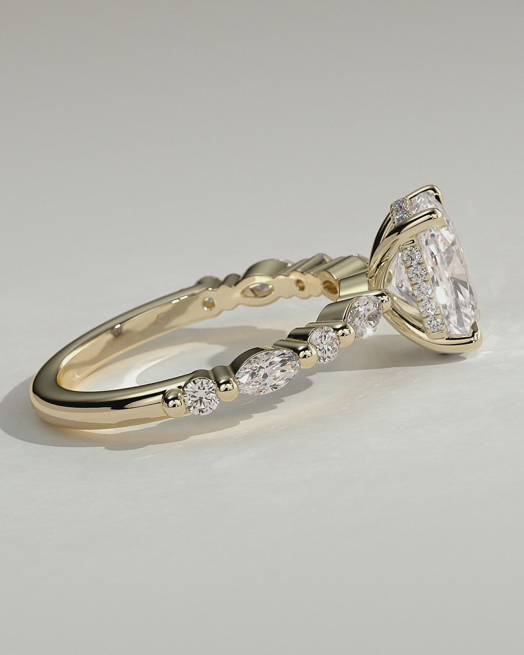 MET 0082 Elongated Cushion Solitaire Engagement Ring