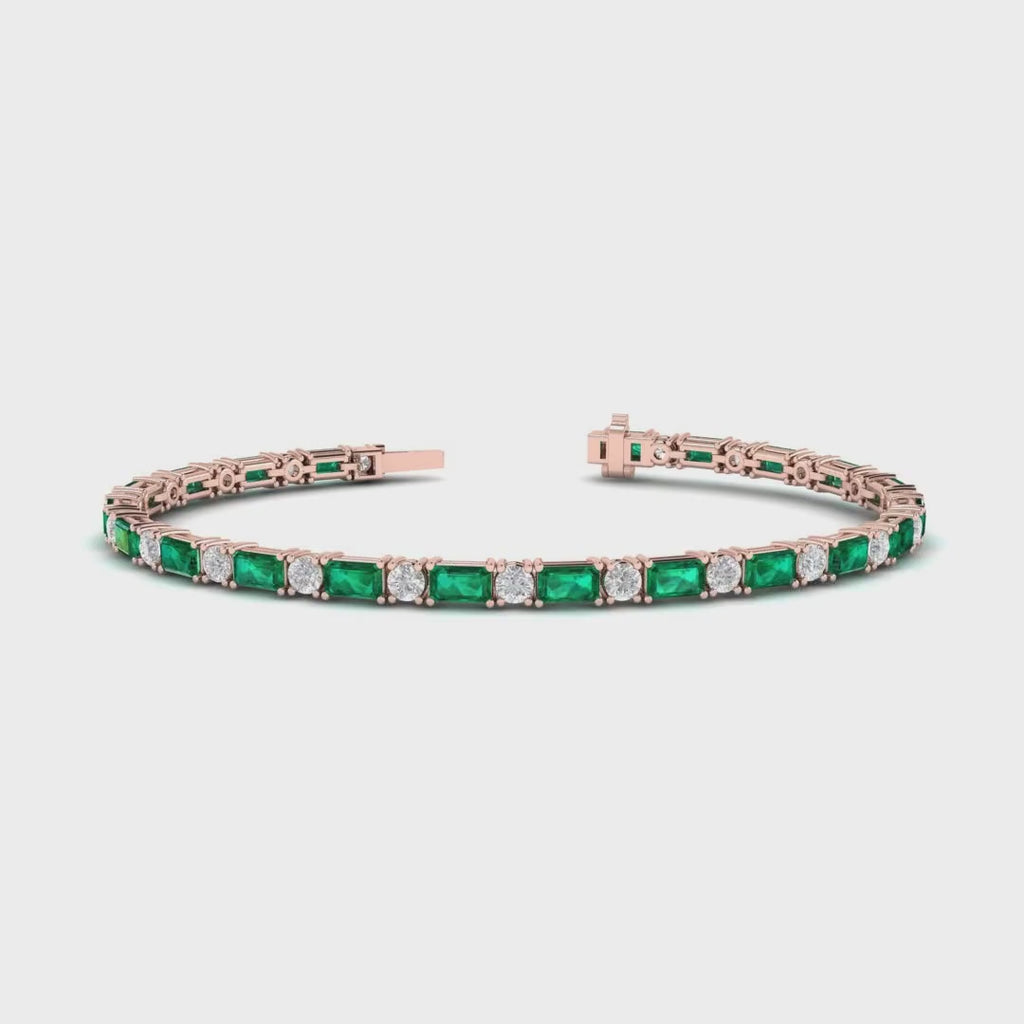 MET-WB-0065 | 14K Rose Gold | LGBT0155 | Rose Gold Azalea Emerald & Diamond Bracelet | LGBT0155-1.mp4