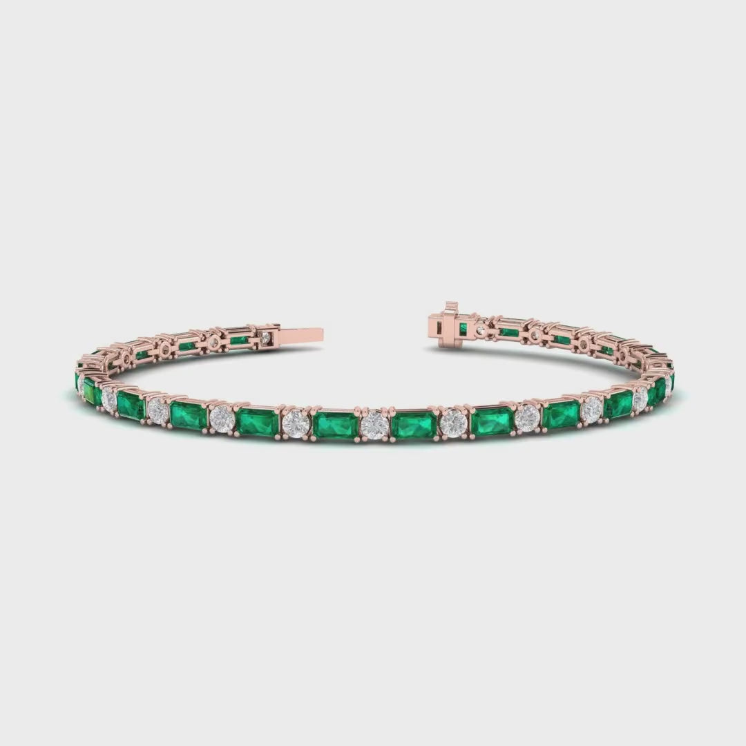 MET-WB-0065 | 14K Rose Gold | LGBT0155 | Rose Gold Azalea Emerald & Diamond Bracelet | LGBT0155-1.mp4
