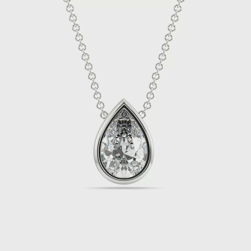 Bezel Set Lab Grown Diamond Solitaire Pendant — LGP100012-1.mp4