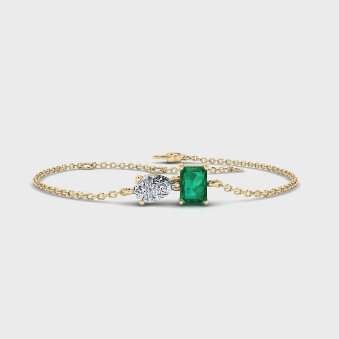MET-WB-0070 | 14K Yellow Gold | LGBT0135 | Yellow Gold Toi Et Moi Emerald Bracelet | LGBT0135-1.mp4