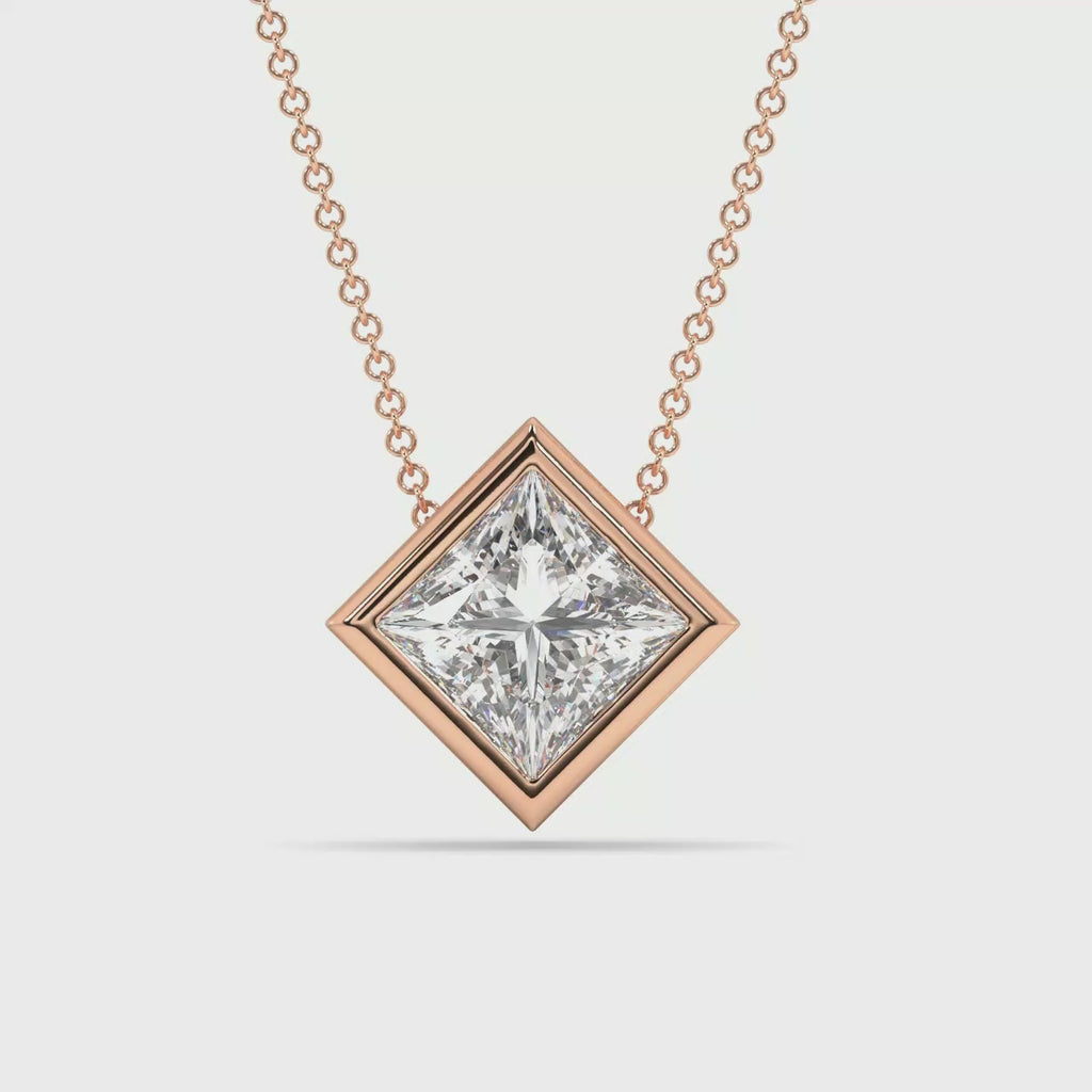 Bezel Set Lab Grown Diamond Solitaire Pendant — LGRFP0027-1.mp4