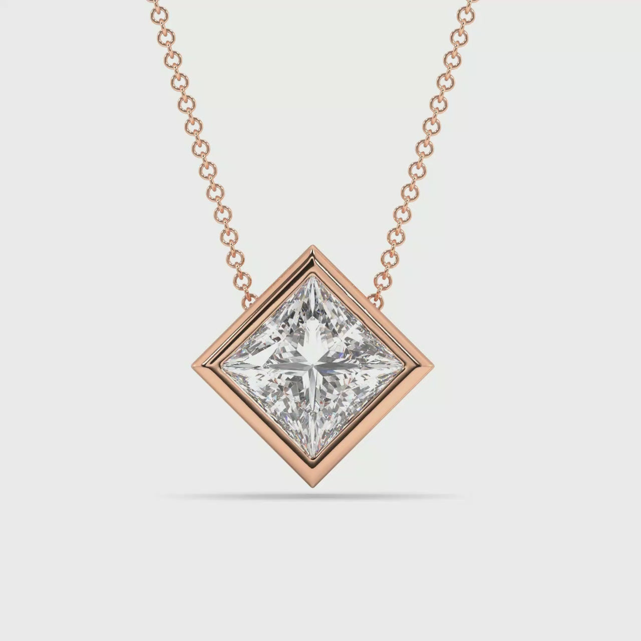 Bezel Set Lab Grown Diamond Solitaire Pendant — LGRFP0027-1.mp4