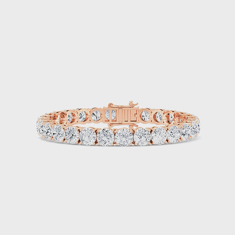 MET-WB-0033 | 14K Rose Gold | LGBO90043 | Rose Gold 21ctw Lab Grown Diamond Tennis Bracelet | LGBO90043-1.mp4