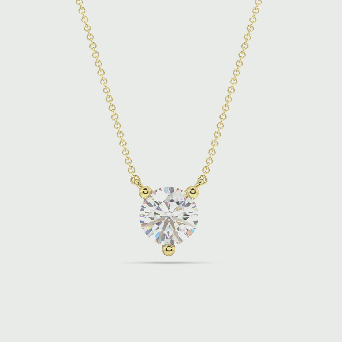 Three Prong Lab Grown Diamond Solitaire Pendant — LGP500009-1.mp4