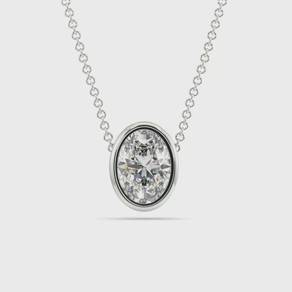 Bezel Set Lab Grown Diamond Solitaire Pendant — LGWFP0051-1.mp4