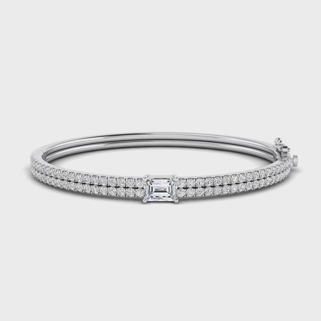 MET-WB-0003 | 14K White Gold | LGBB0008 | White Gold Lula Round Pave & Emerald Diamond Bangle | LGBB0008-1.mp4 | gallery