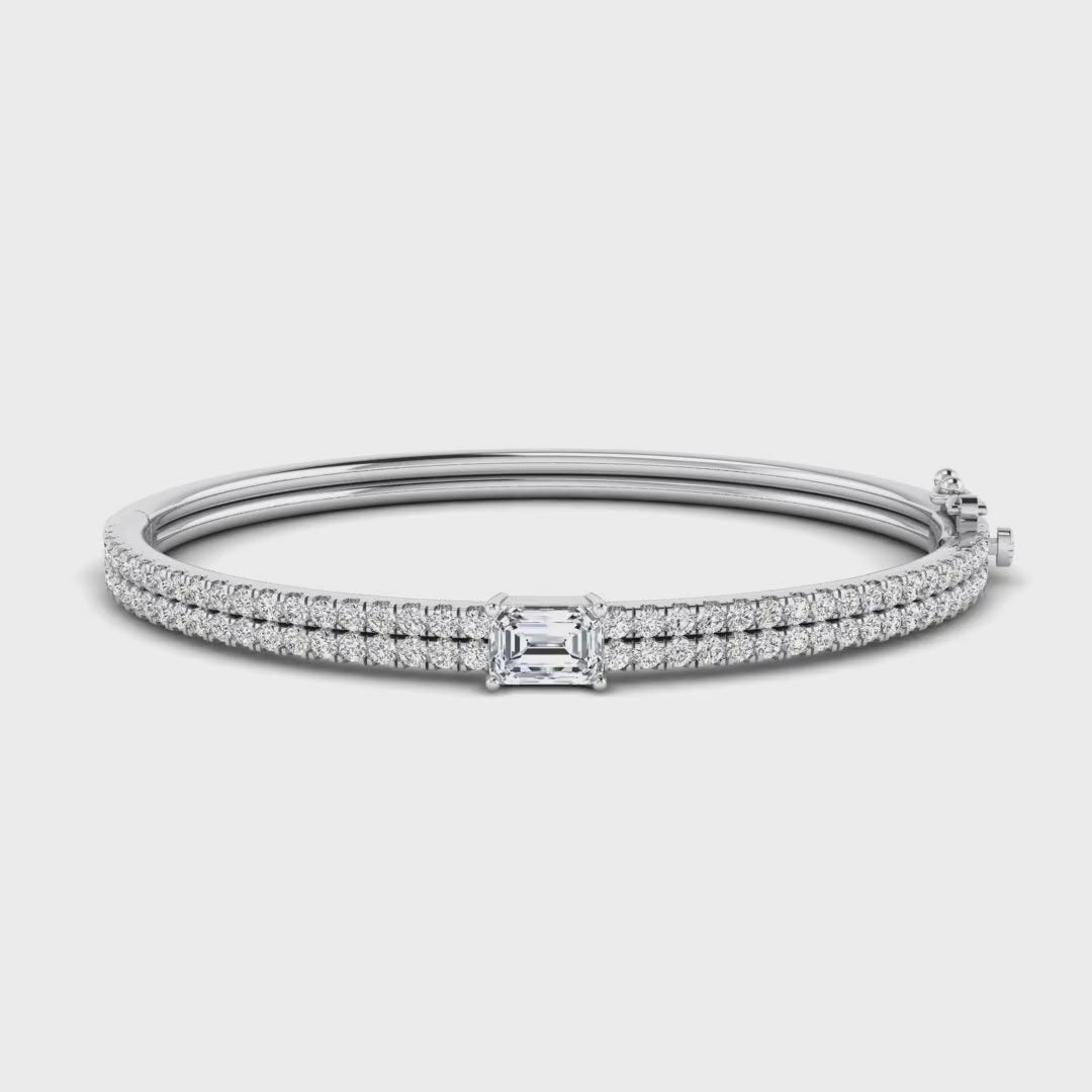MET-WB-0003 | 14K White Gold | LGBB0008 | White Gold Lula Round Pave & Emerald Diamond Bangle | LGBB0008-1.mp4 | gallery