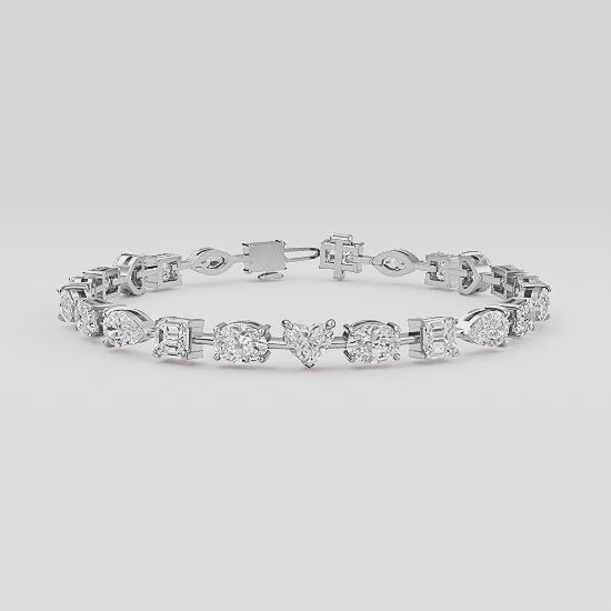 MET-WB-0001 | 14K White Gold | LGBO90028 | White Gold Mixed Shaped Tennis Lab Grown Diamond Bracelet (10ctw) | LGBO90028-1.mp4