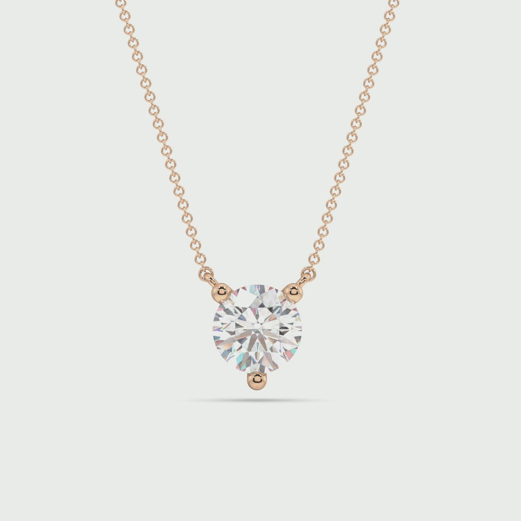 Three Prong Lab Grown Diamond Solitaire Pendant — LGP500010-1.mp4