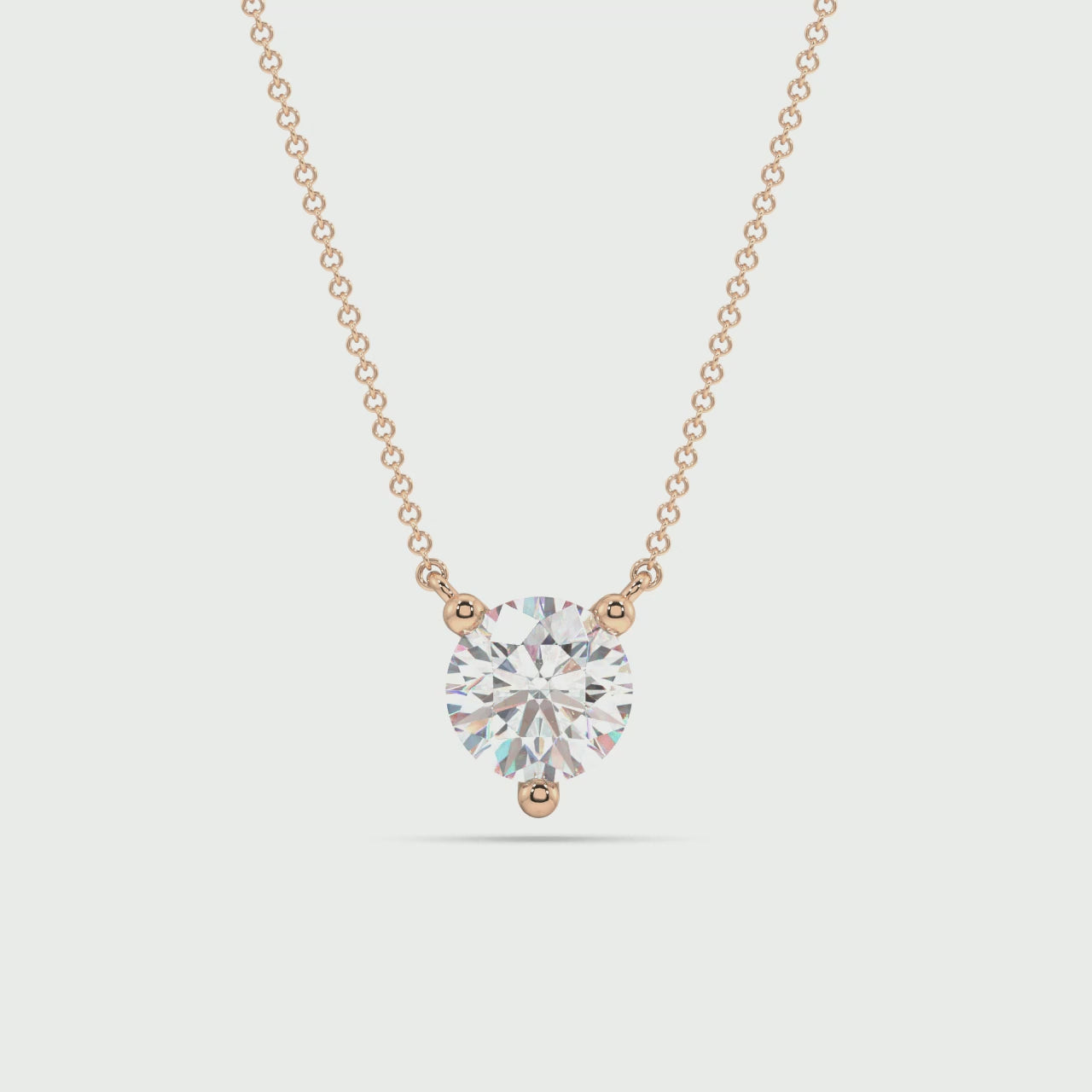Three Prong Lab Grown Diamond Solitaire Pendant — LGP500010-1.mp4