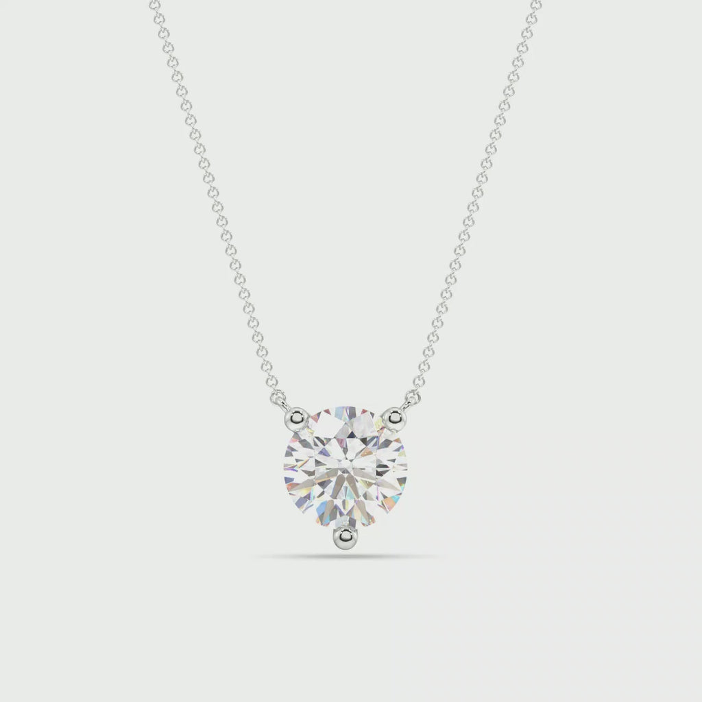 Three Prong Lab Grown Diamond Solitaire Pendant — LGP100018-1.mp4