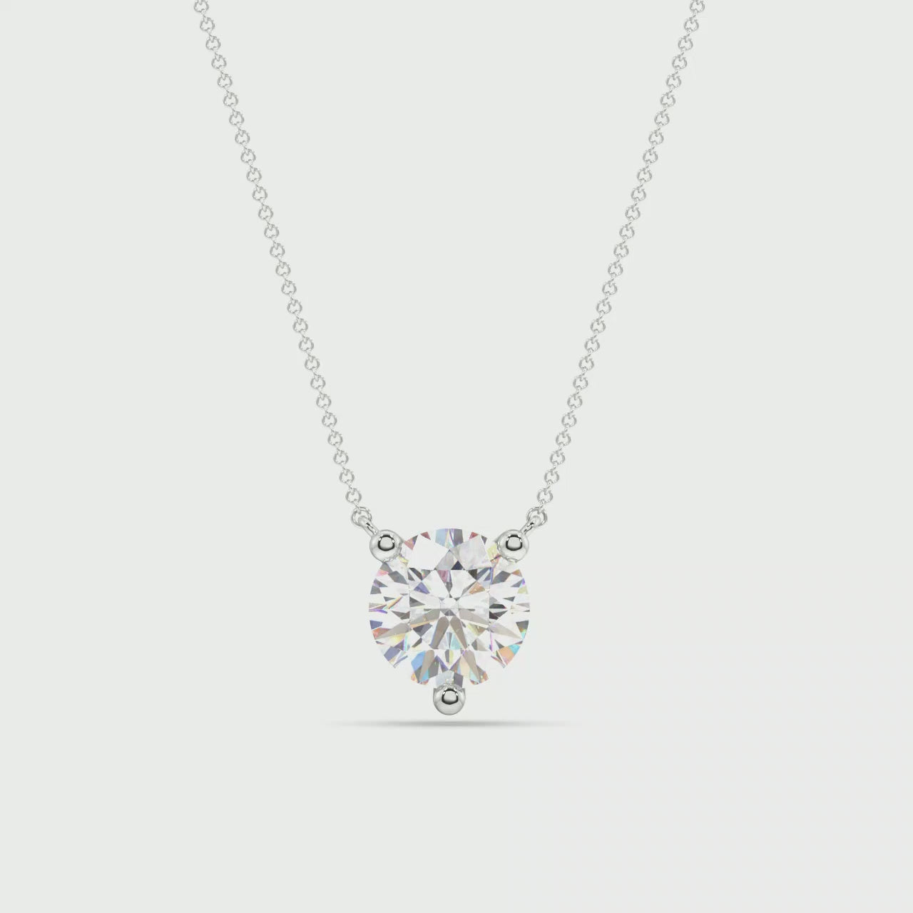 Three Prong Lab Grown Diamond Solitaire Pendant — LGP100018-1.mp4