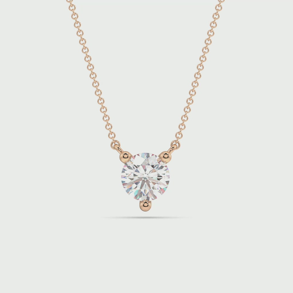 Three Prong Lab Grown Diamond Solitaire Pendant — LGP330020-1.mp4