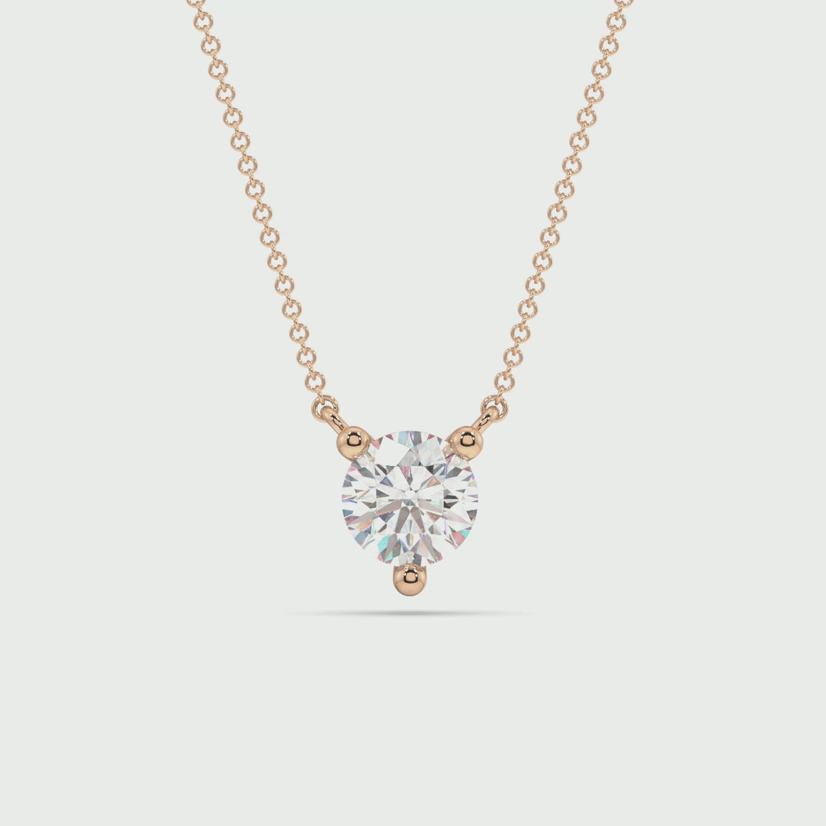 Three Prong Lab Grown Diamond Solitaire Pendant — LGP330020-1.mp4