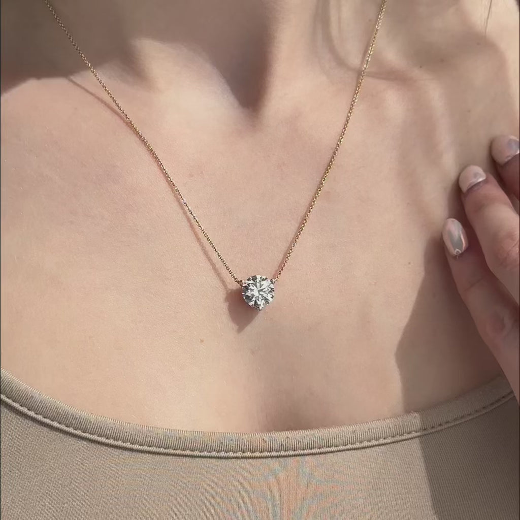 Three Prong Lab Grown Diamond Solitaire Pendant — LGPO3004-vid.mp4