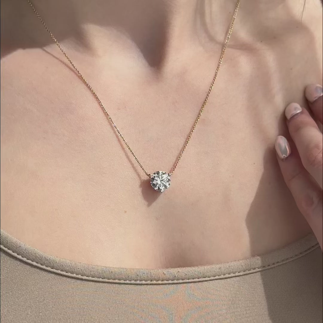 Three Prong Lab Grown Diamond Solitaire Pendant — LGPO3004-vid.mp4