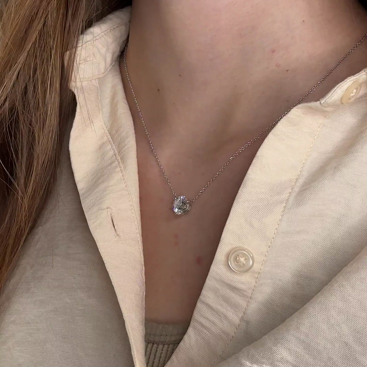 Three Prong Lab Grown Diamond Solitaire Pendant — LGPO20005-vid.mp4