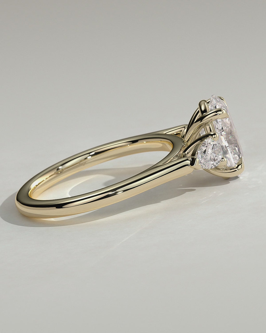 MET 0008 Oval Three Stone Engagement Ring