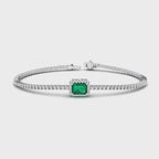 MET-WB-0057 | 14K White Gold | LGBT0119 | White Gold Emerald Halo Diamond Bracelet | LGBT0119-1.mp4