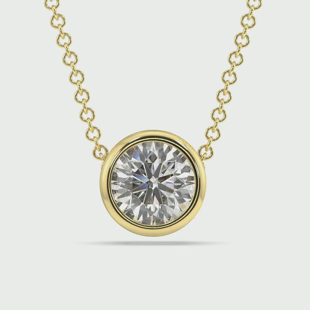 Bezel Set Lab Grown Diamond Solitaire Pendant — LGP100001-1.mp4