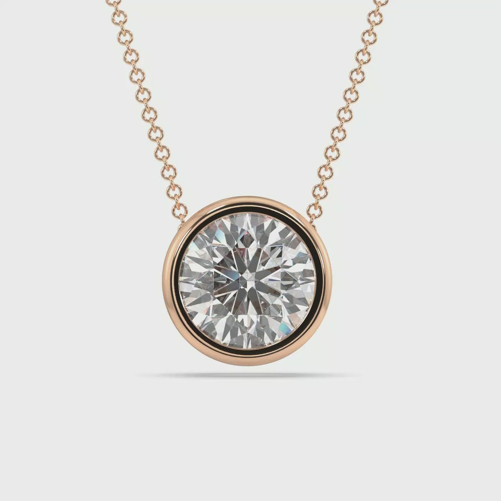 Bezel Set Lab Grown Diamond Solitaire Pendant — LGRFP0035-1.mp4