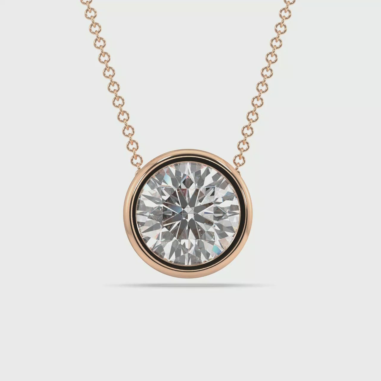 Bezel Set Lab Grown Diamond Solitaire Pendant — LGRFP0035-1.mp4