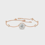 MET-WB-0009 | 14K Rose Gold | LGBT0057 | Rose Gold Round Halo Adjustable Lab Grown Diamond Bracelet (9/10ctw) | LGBT0057-1.mp4