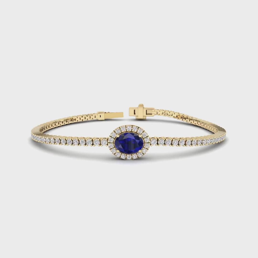MET-WB-0078 | 14K Yellow Gold | LGBT0187 | Yellow Gold Oval Sapphire Diamond Bracelet | LGBT0187-1.mp4