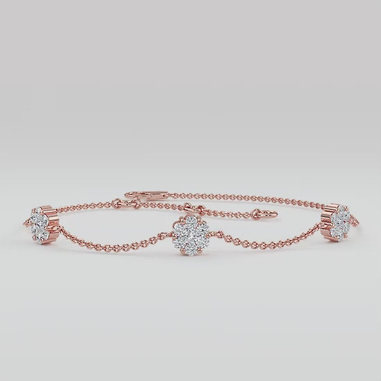 MET-WB-0006 | 14K Rose Gold | LGBT0058 | Rose Gold Station Cluster Adjustable Lab Grown Diamond Bracelet (3/8ctw) | LGBT0058-1.mp4