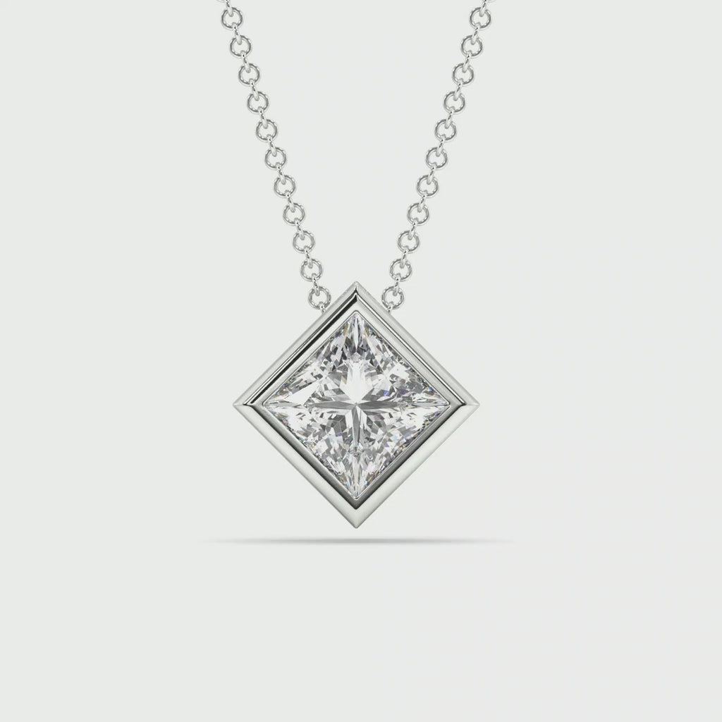Bezel Set Lab Grown Diamond Solitaire Pendant — LGP100010-1.mp4