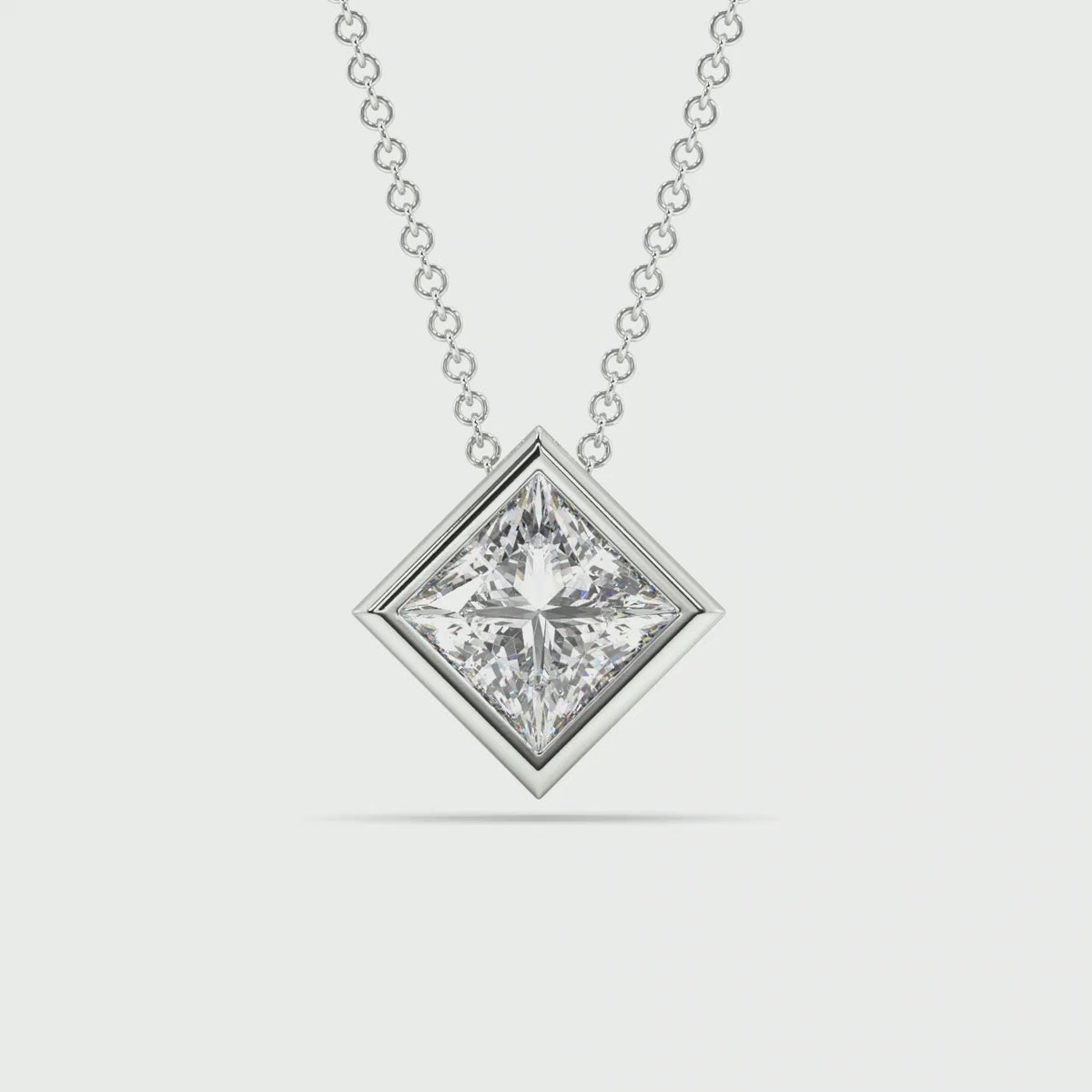 Bezel Set Lab Grown Diamond Solitaire Pendant — LGP100010-1.mp4