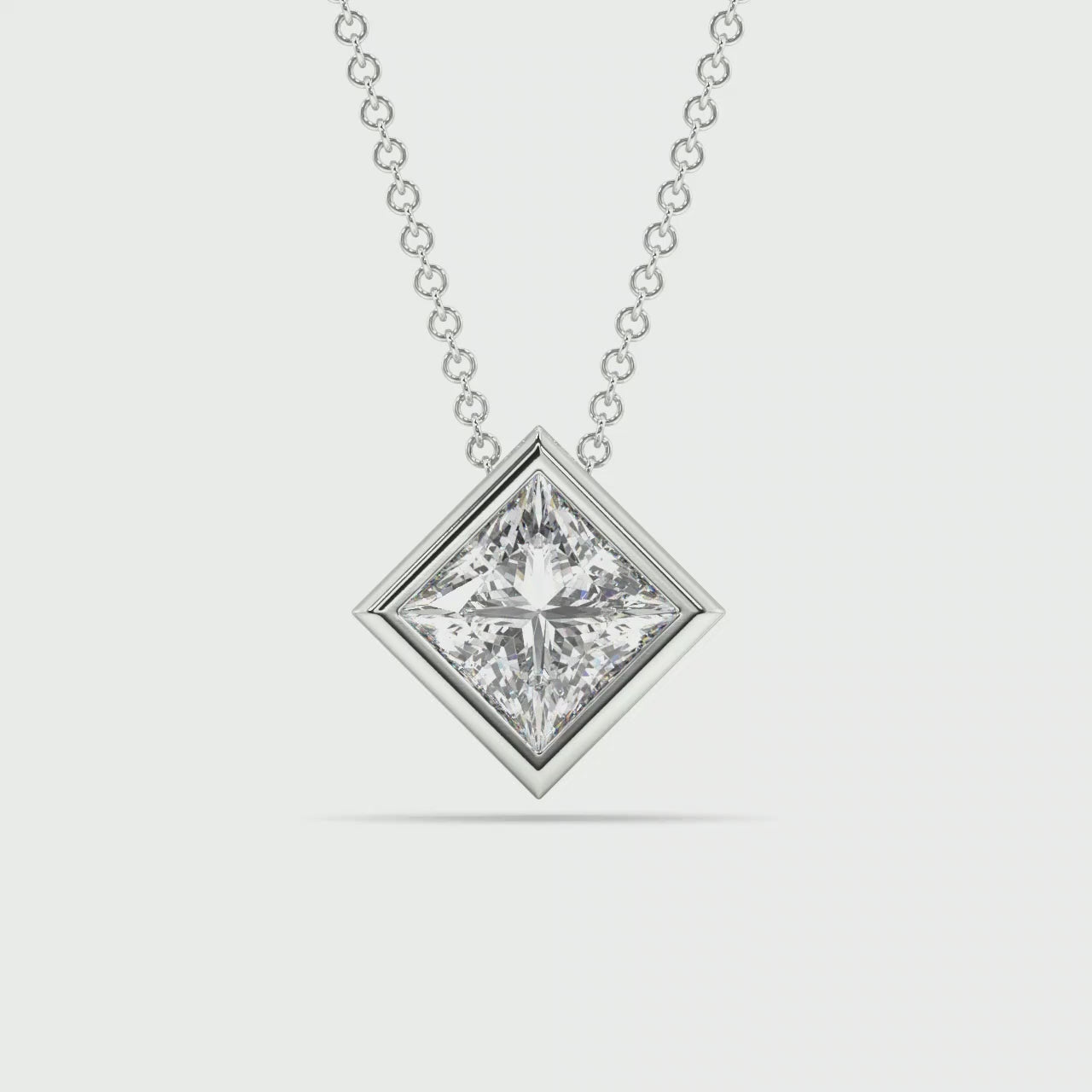 Bezel Set Lab Grown Diamond Solitaire Pendant — LGP100010-1.mp4