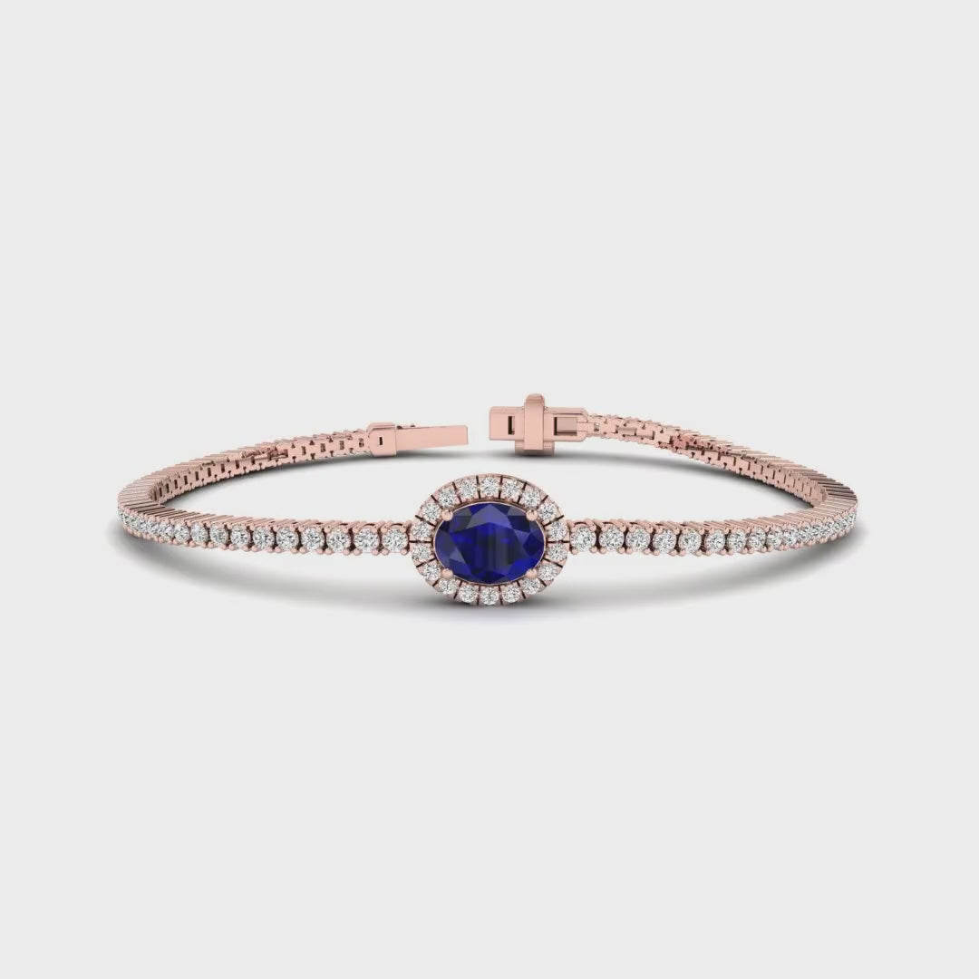 MET-WB-0078 | 14K Rose Gold | LGBT0181 | Rose Gold Oval Sapphire Diamond Bracelet | LGBT0181-1.mp4
