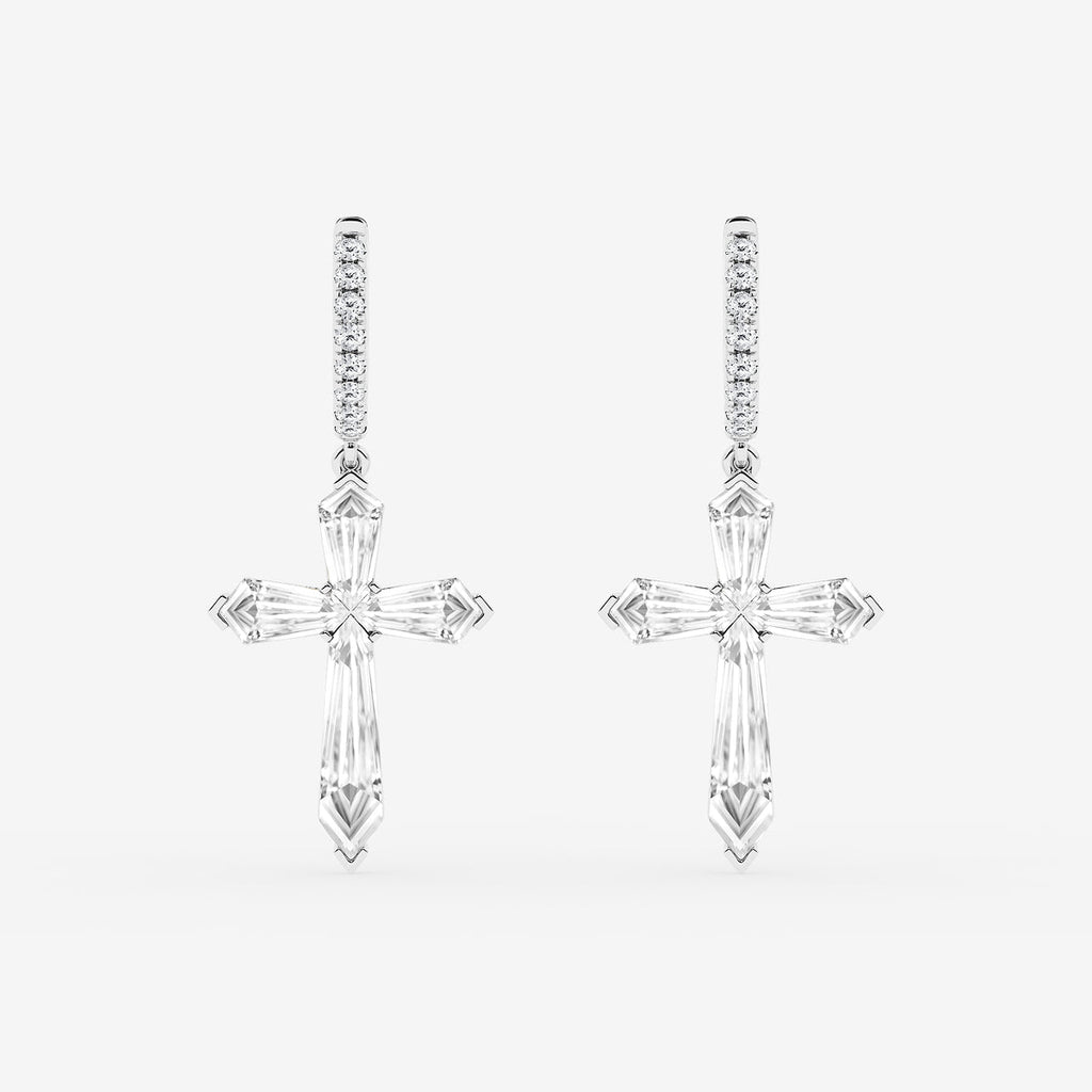 Shield diamond cross earrings source video