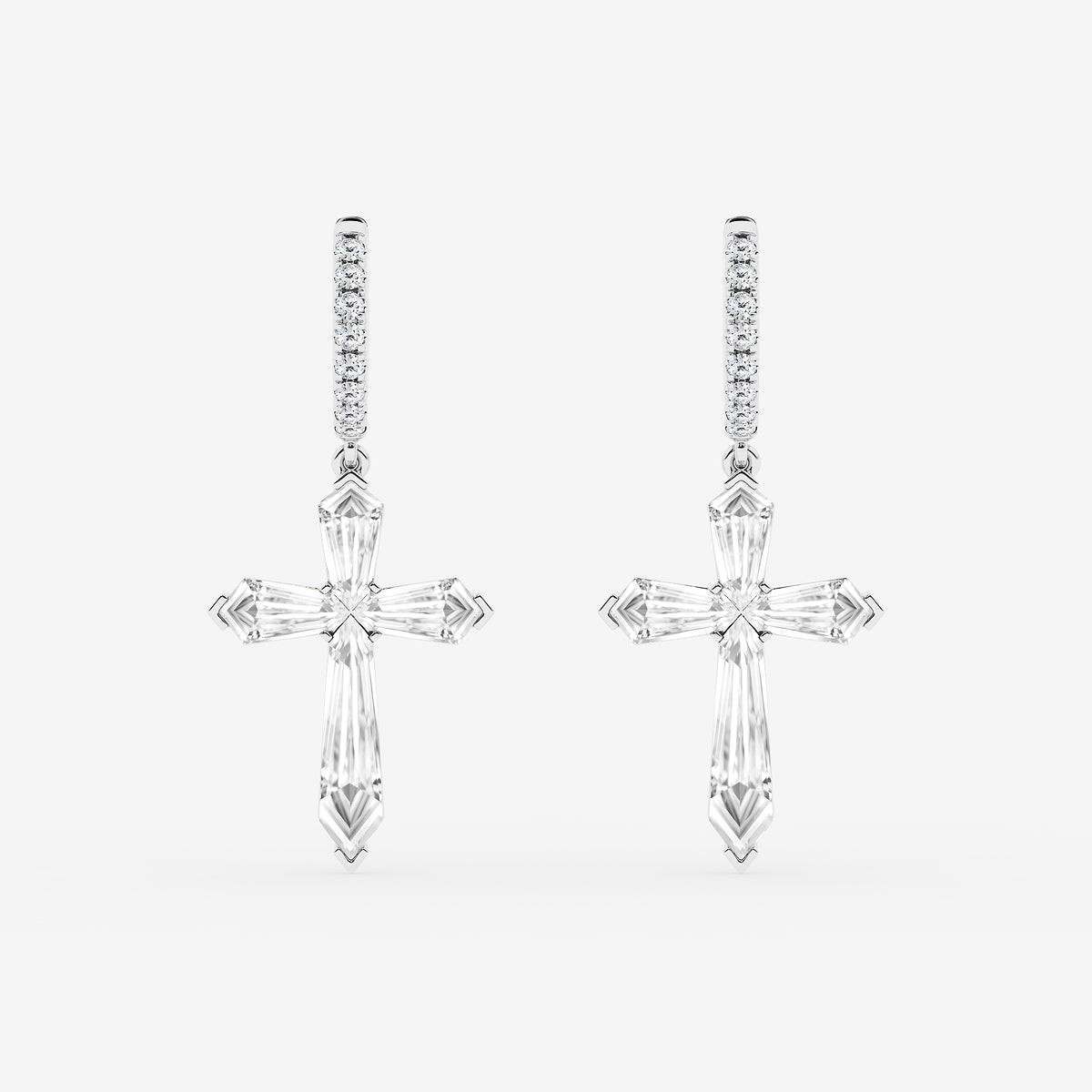 Shield diamond cross earrings source video