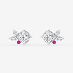 GBK014 Floral diamond and pink sapphire stud earrings video