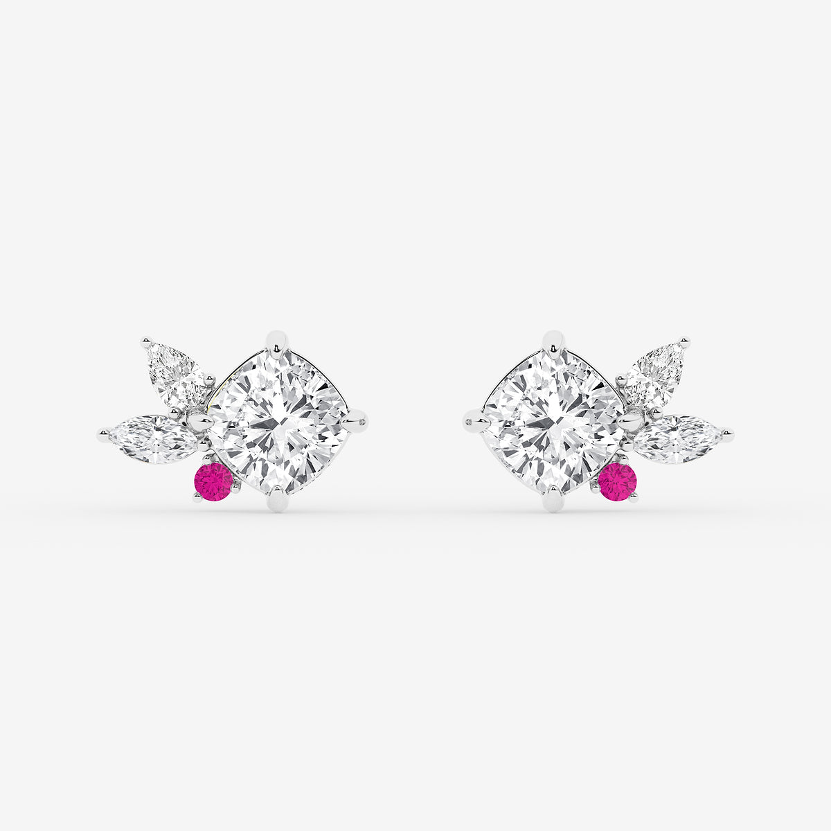 GBK014 Floral diamond and pink sapphire stud earrings video