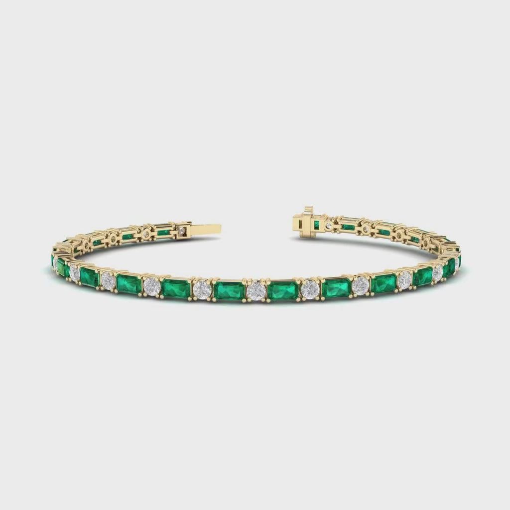 MET-WB-0065 | 14K Yellow Gold | LGBT0161 | Yellow Gold Azalea Emerald & Diamond Bracelet | LGBT0161-1.mp4
