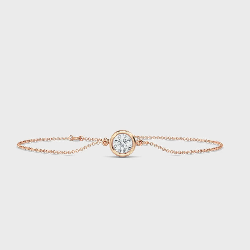 MET-WB-0023 | 14K Rose Gold | LGBT0053 | Rose Gold Classic Round Bezel Adjustable Lab Grown Diamond Bracelet (1/2ct) | LGBT0053-1.mp4