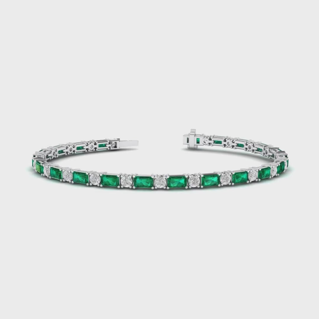 MET-WB-0065 | 14K White Gold | LGBT0158 | White Gold Azalea Emerald & Diamond Bracelet | LGBT0158-1.mp4