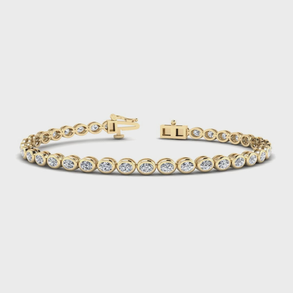 MET-WB-0020 | 14K Yellow Gold | LGB300015 | Yellow Gold Airy Oval Bezel Tennis Bracelet (3-1/2ctw) | LGB300015-1.mp4