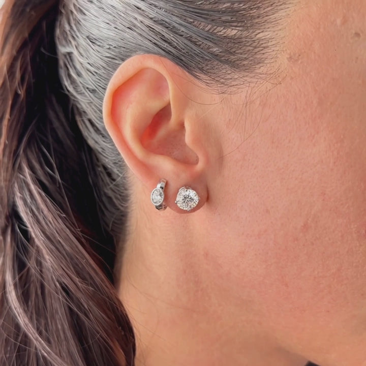Lab-grown diamond stud earrings worn for styling; additional jewelry is not included | MET-RE-0005-M13