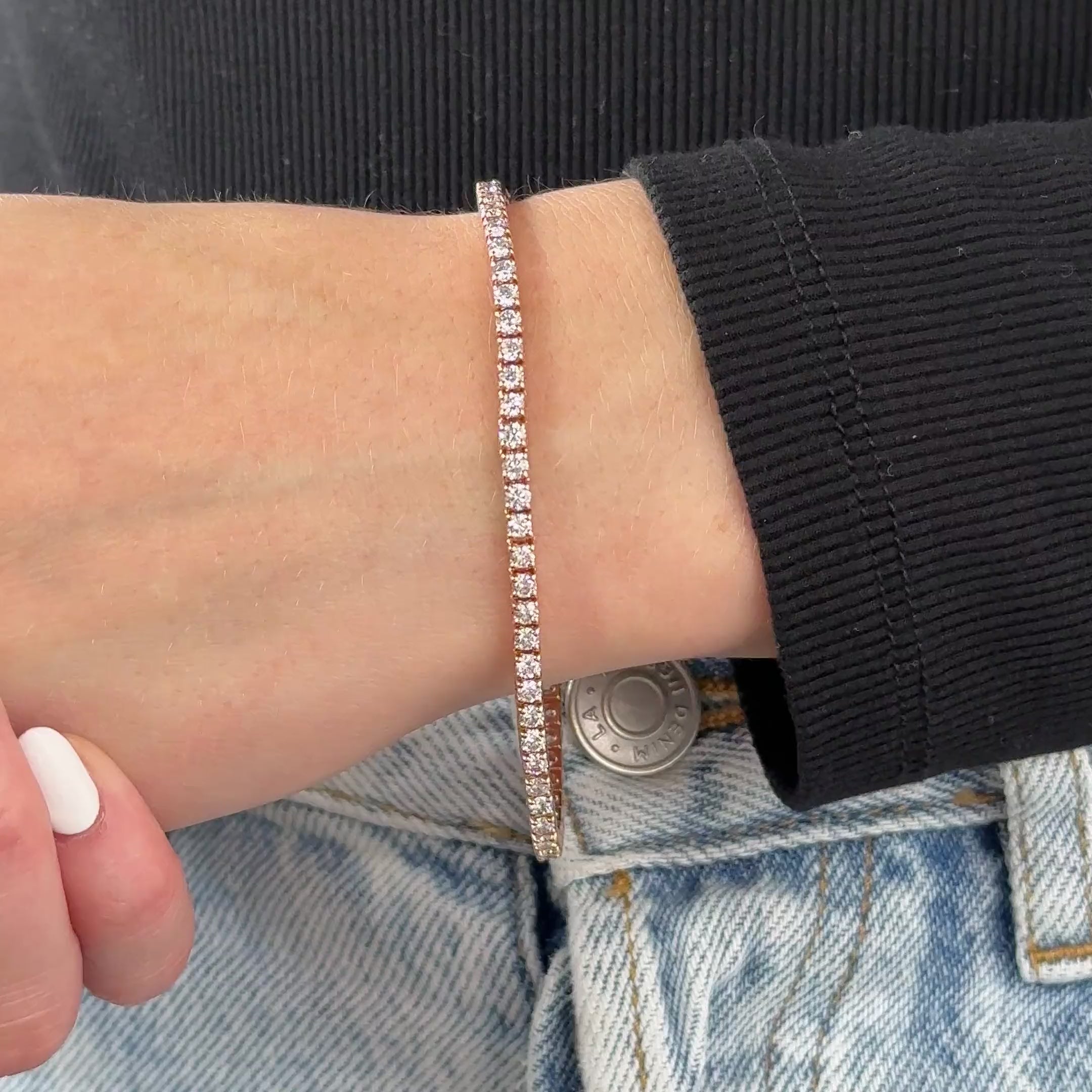 MET-WB-0034 | 14K Rose Gold | LGB400011 | Rose Gold 4ctw Lab Grown Diamond Tennis Bracelet | LGB400011-vid.mp4